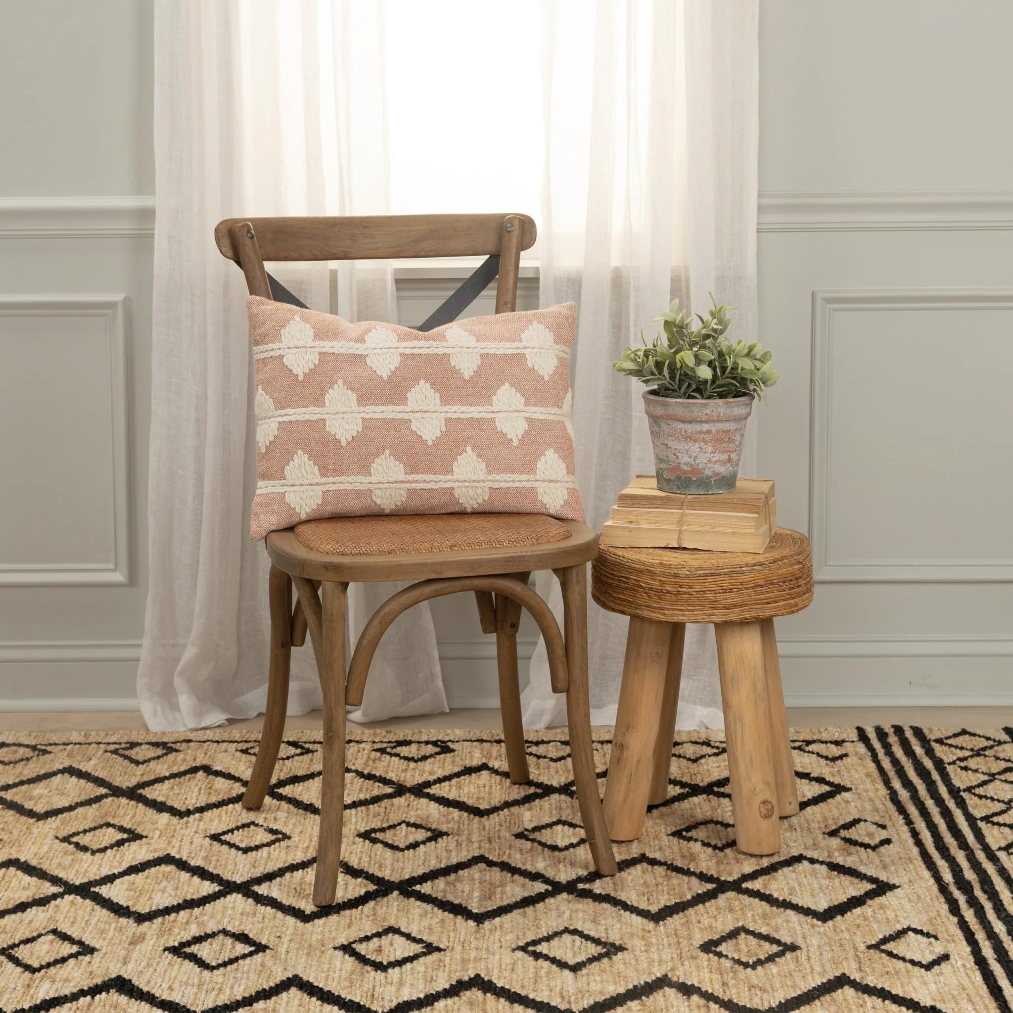 Woven Cotton Diamond Decorative Throw Pillow - Image 10