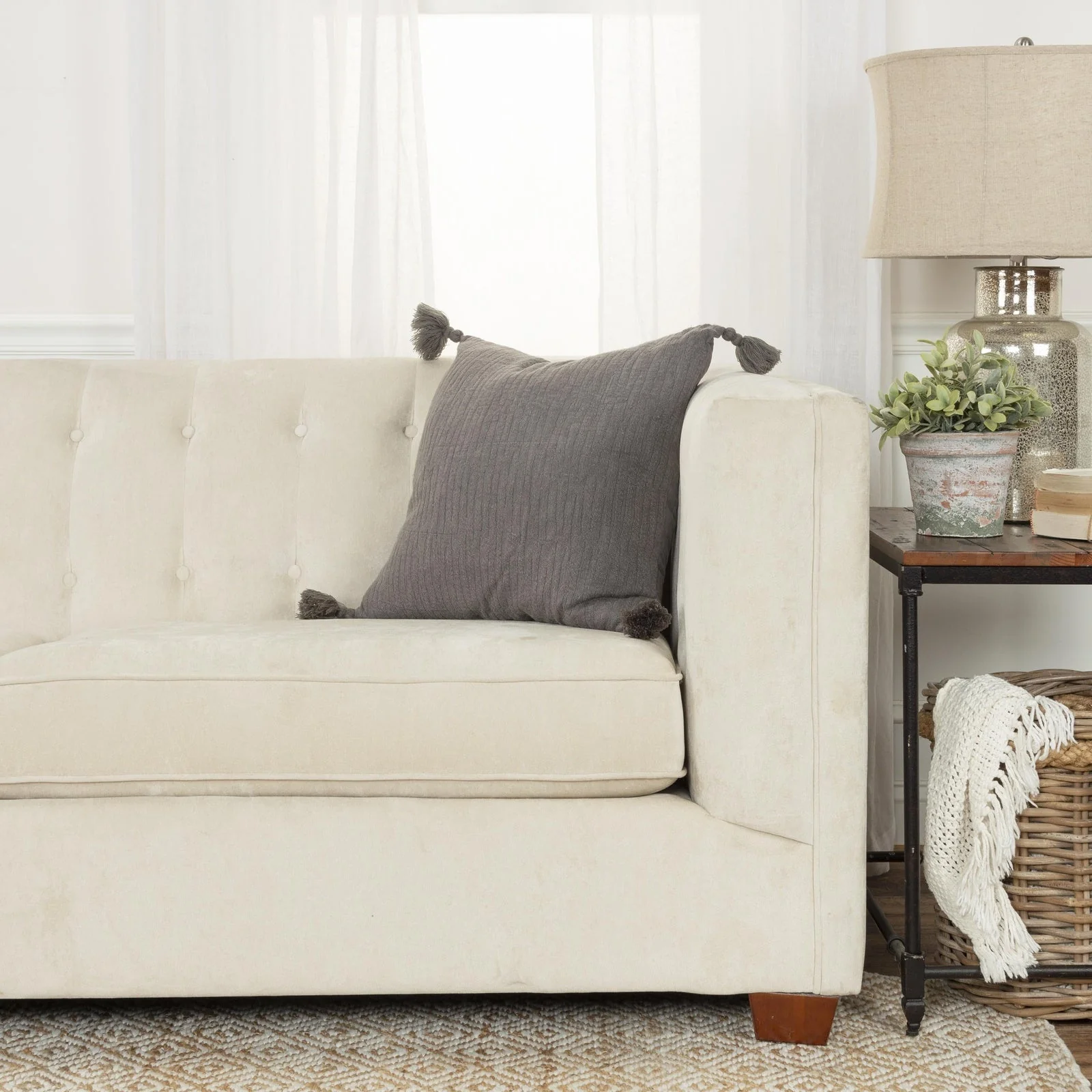 Woven Knife Edged Cotton Solid With Tonal Abstract Pattern Decorative Throw Pillow - Image 10