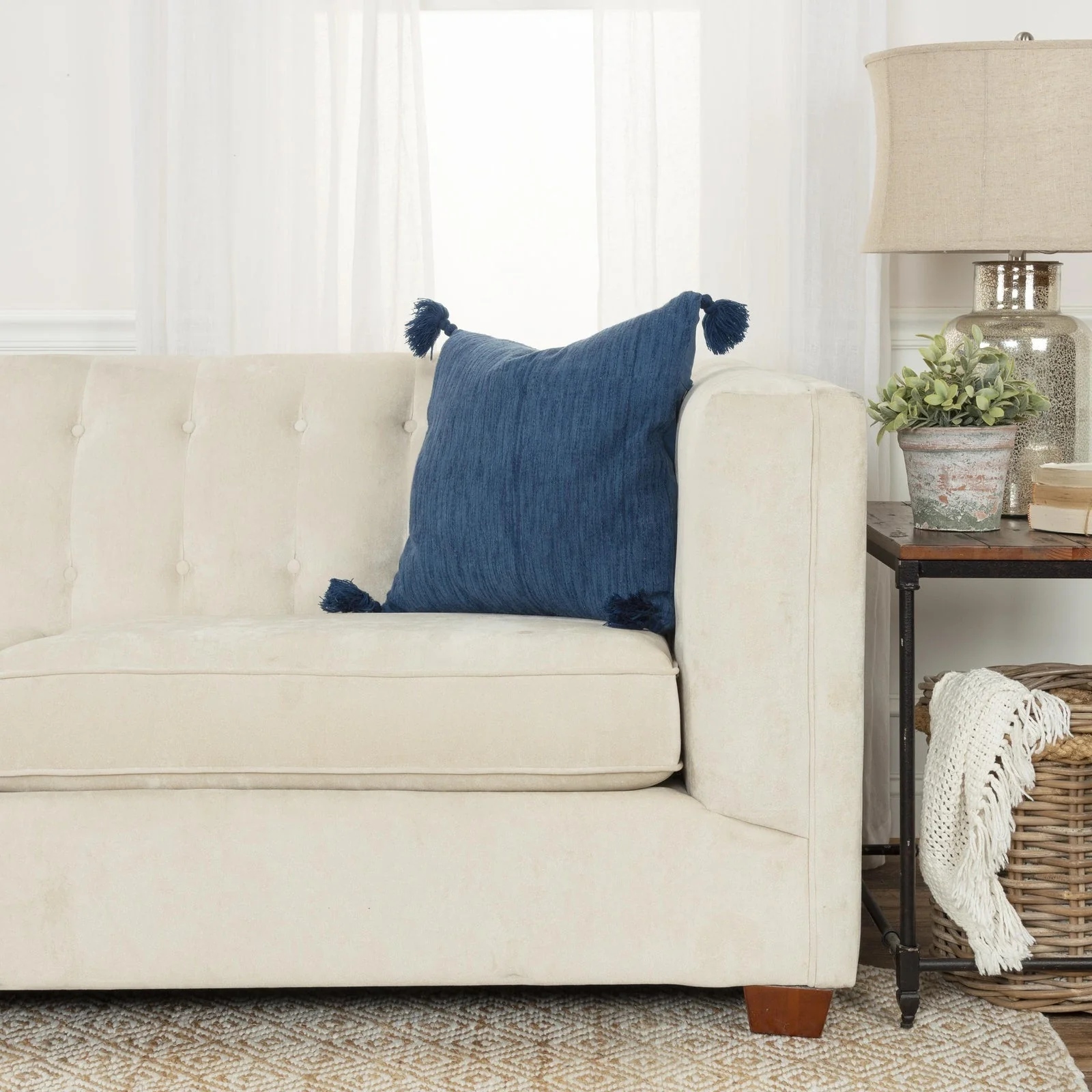 Woven Knife Edged Cotton Solid With Tonal Abstract Pattern Decorative Throw Pillow - Image 13