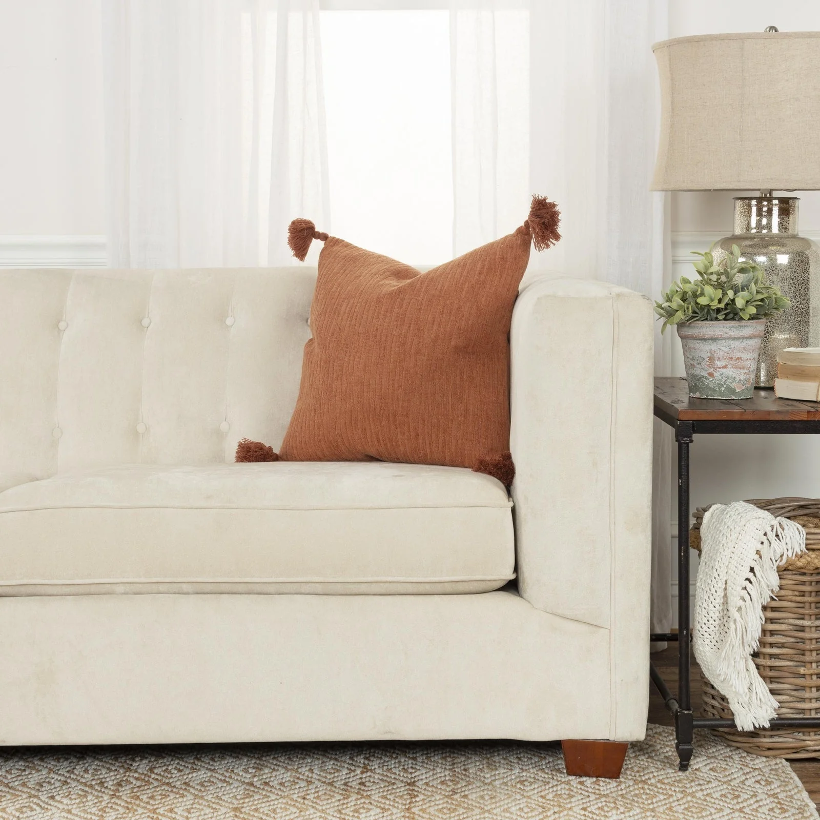 Woven Knife Edged Cotton Solid With Tonal Abstract Pattern Decorative Throw Pillow - Image 19