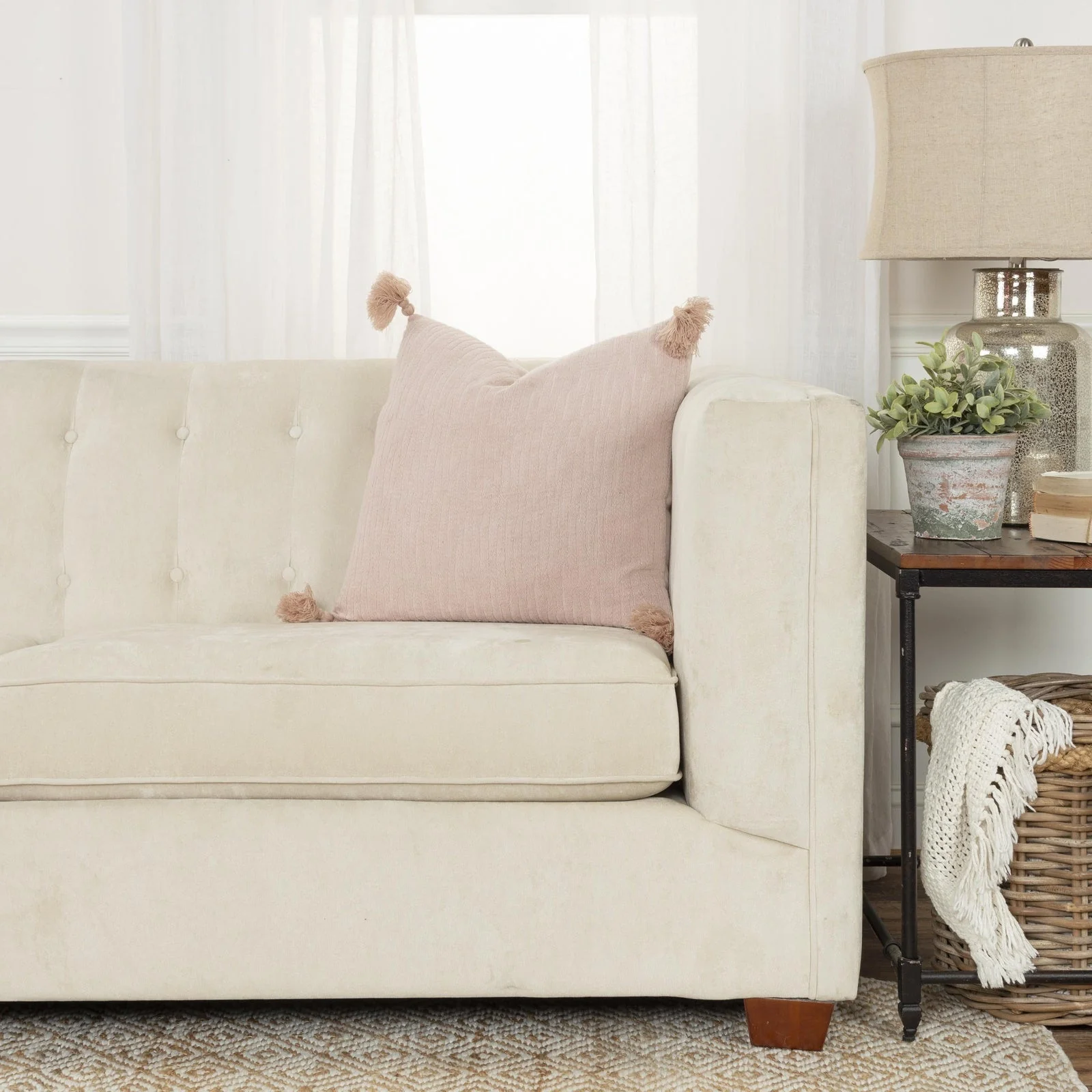 Woven Knife Edged Cotton Solid With Tonal Abstract Pattern Decorative Throw Pillow - Image 4