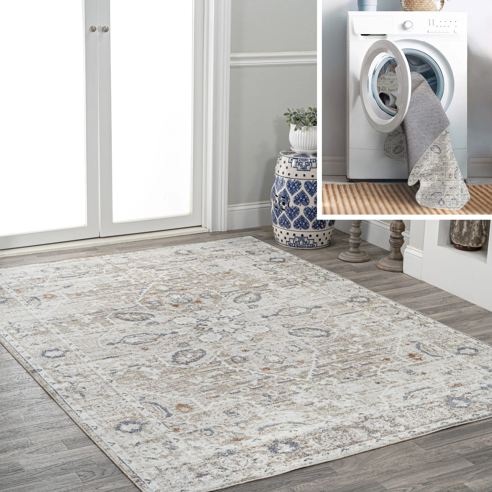 Shaii Global Medallion Low-Pile Machine-Washable Area Rug - Image 10
