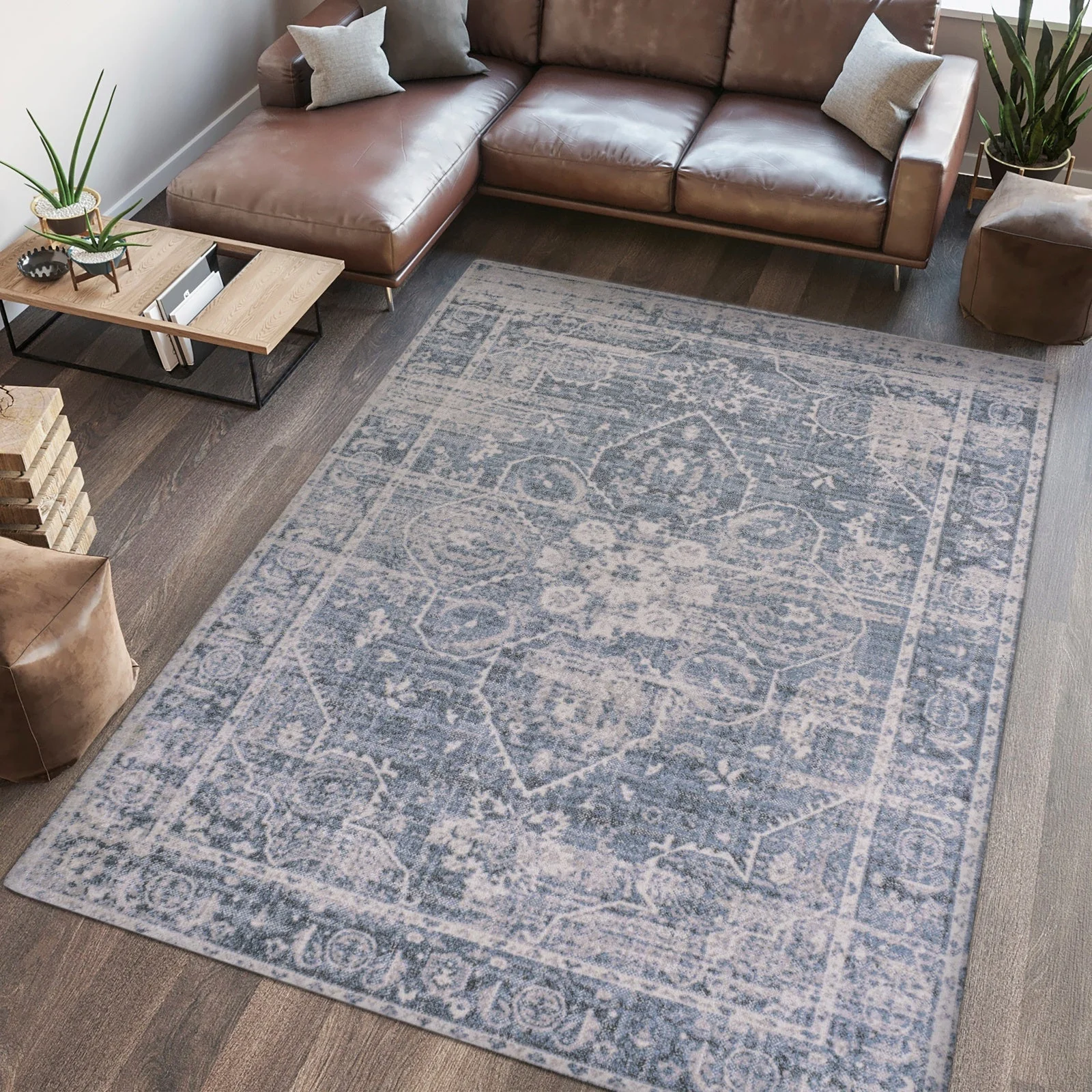 Shaii Global Medallion Low-Pile Machine-Washable Area Rug - Image 8