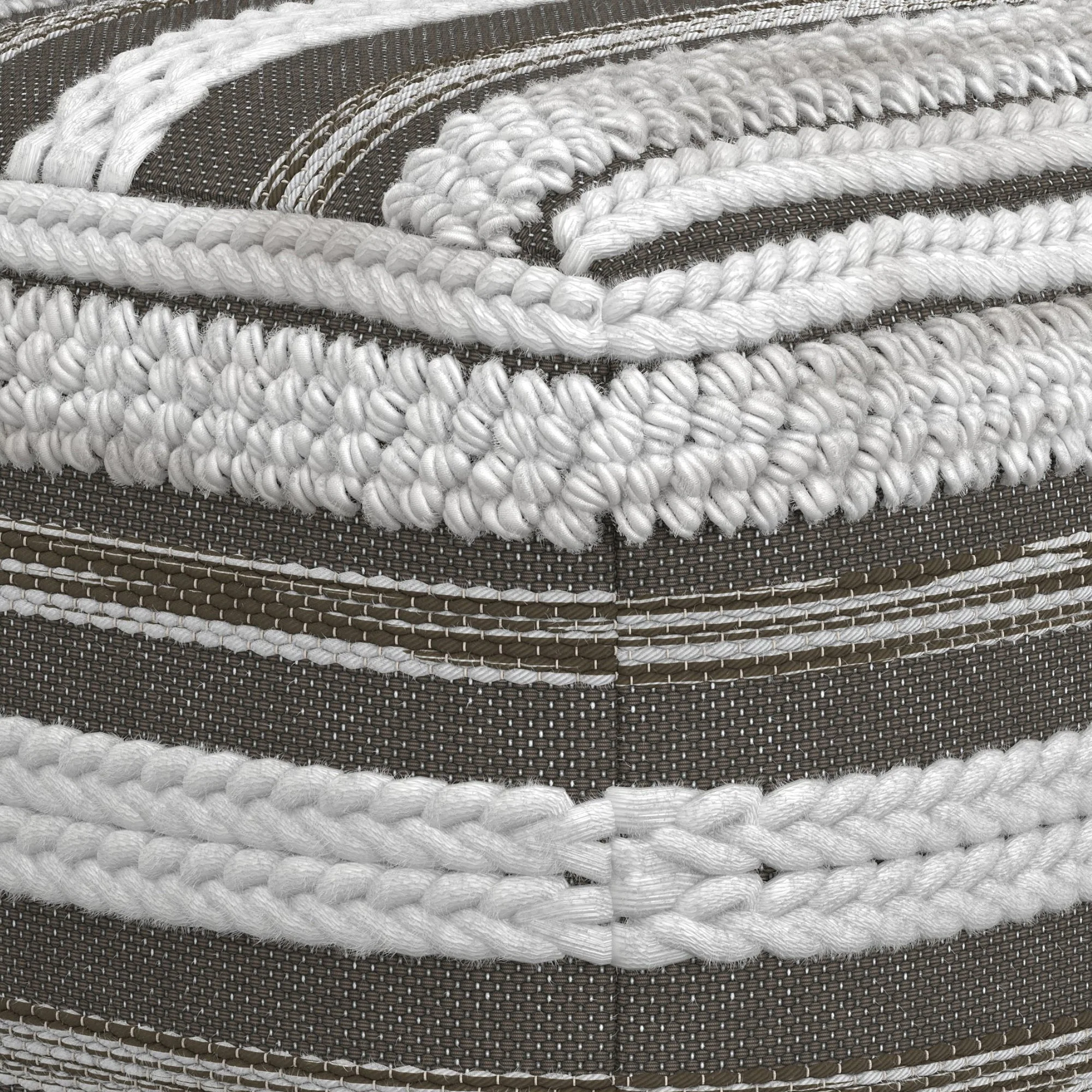 Zenarique Handcrafted Cotton Woven Pinstripe Pouf - Image 10