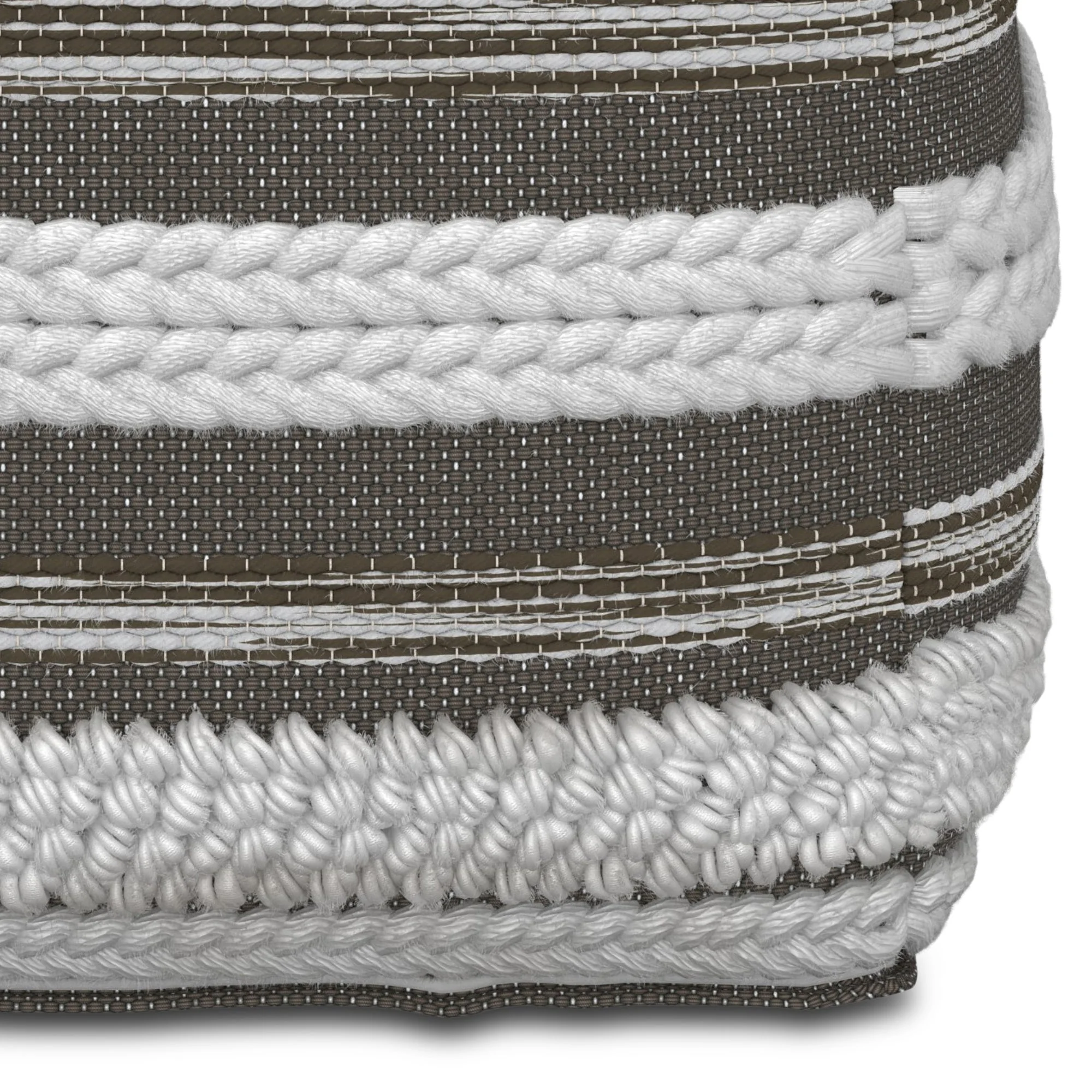 Zenarique Handcrafted Cotton Woven Pinstripe Pouf - Image 11
