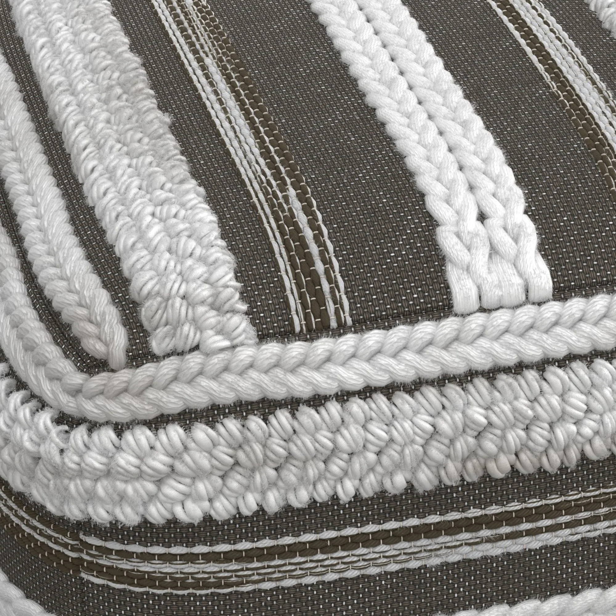 Zenarique Handcrafted Cotton Woven Pinstripe Pouf - Image 12