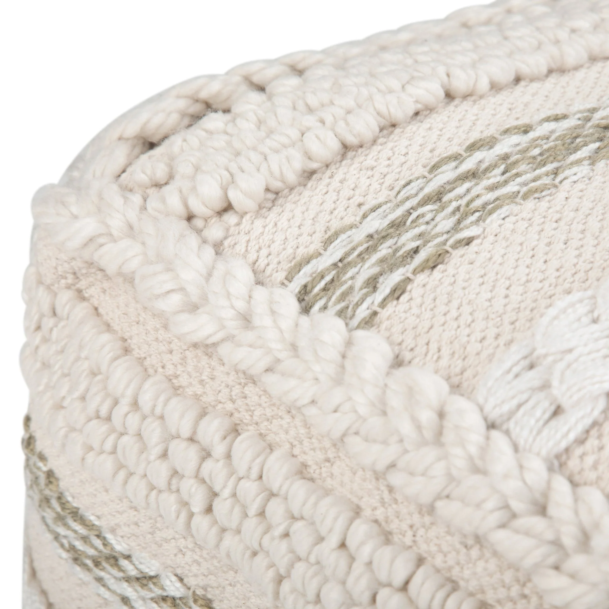 Zenarique Handcrafted Cotton Woven Pinstripe Pouf - Image 4