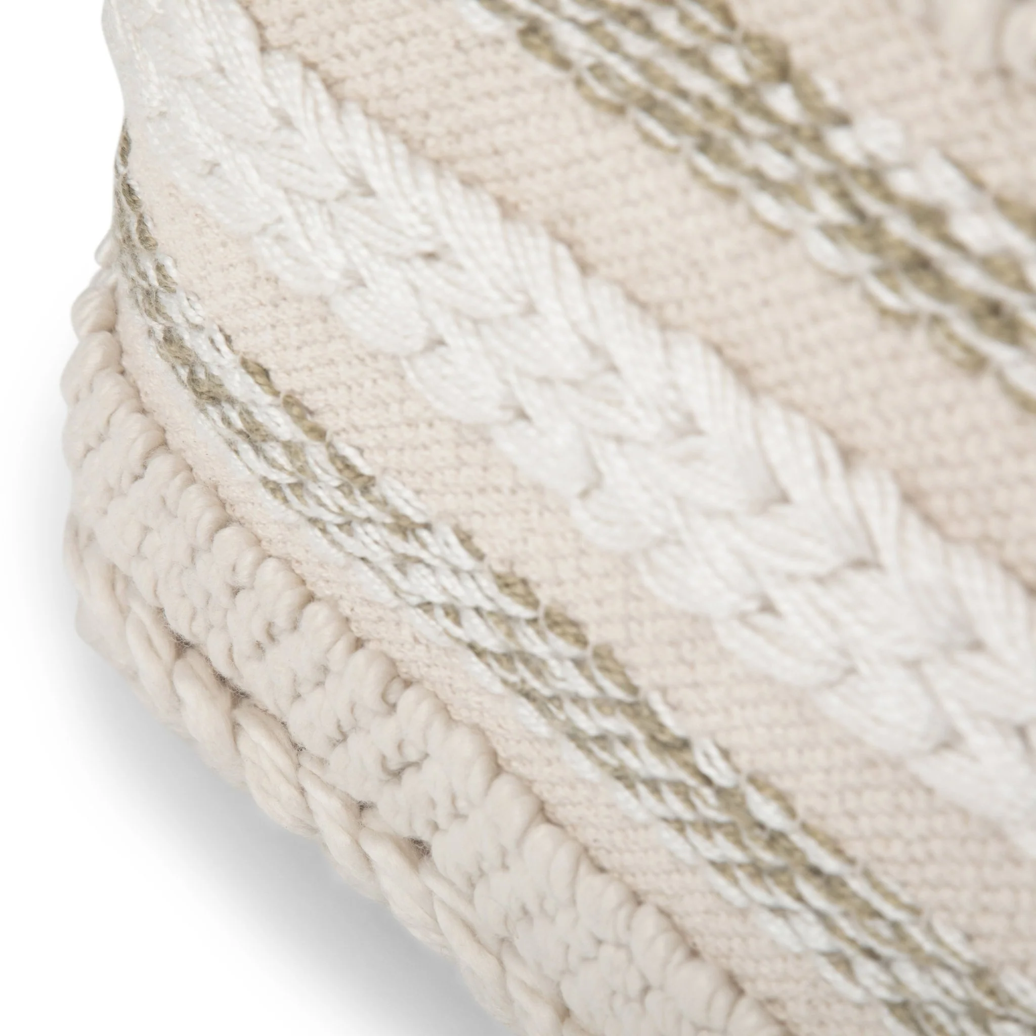 Zenarique Handcrafted Cotton Woven Pinstripe Pouf - Image 6
